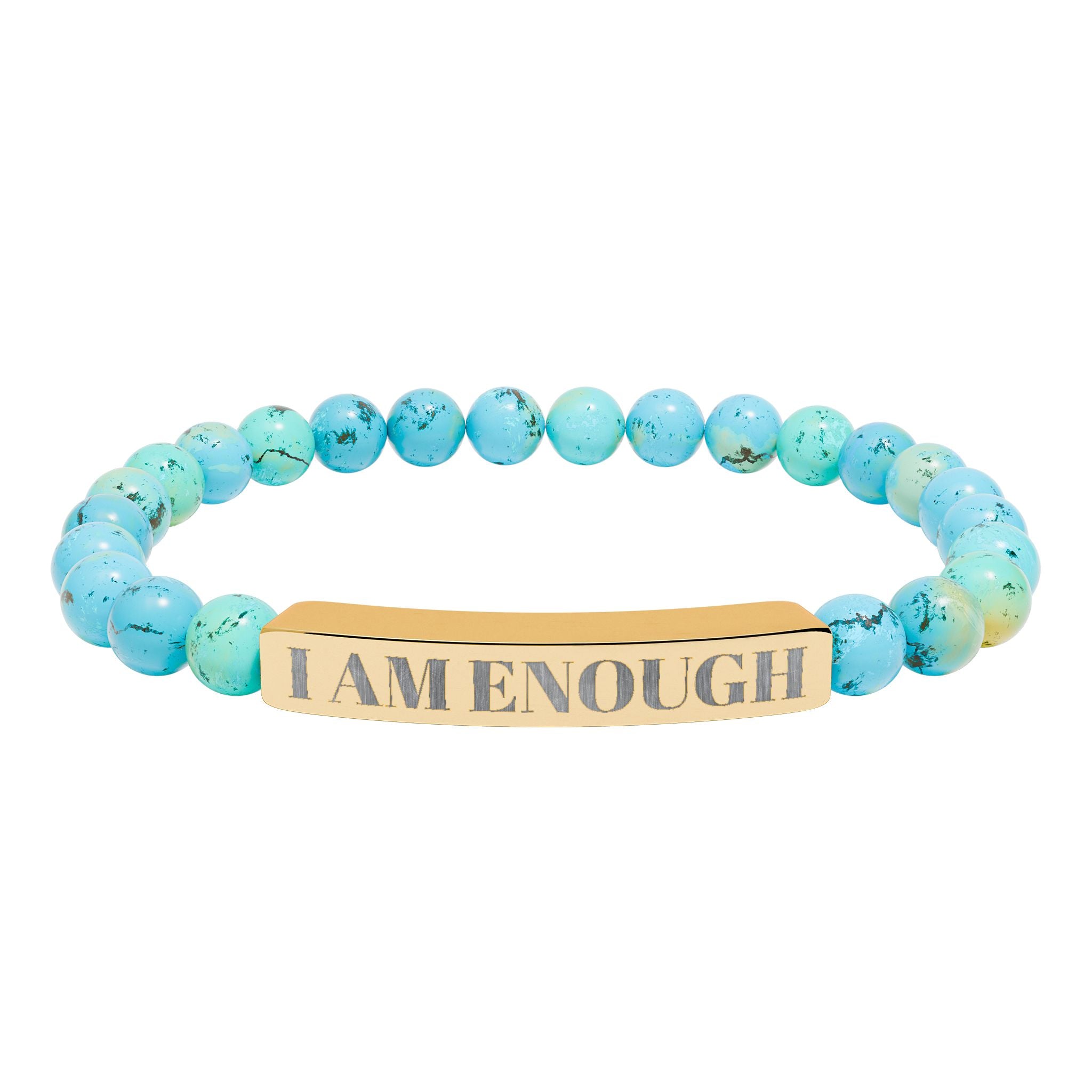 Engraved 'I AM ENOUGH' Natural Stone Stretch Bracelet